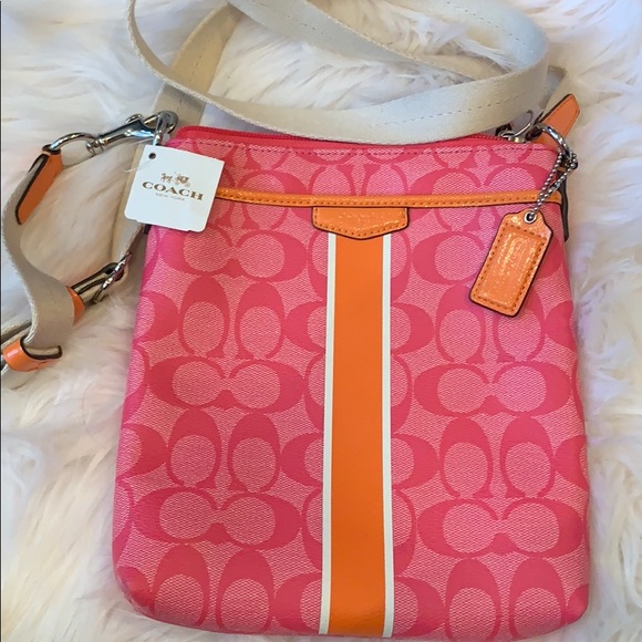 Coach Handbags - Coach pink orange NWT bag crossbody purse leather